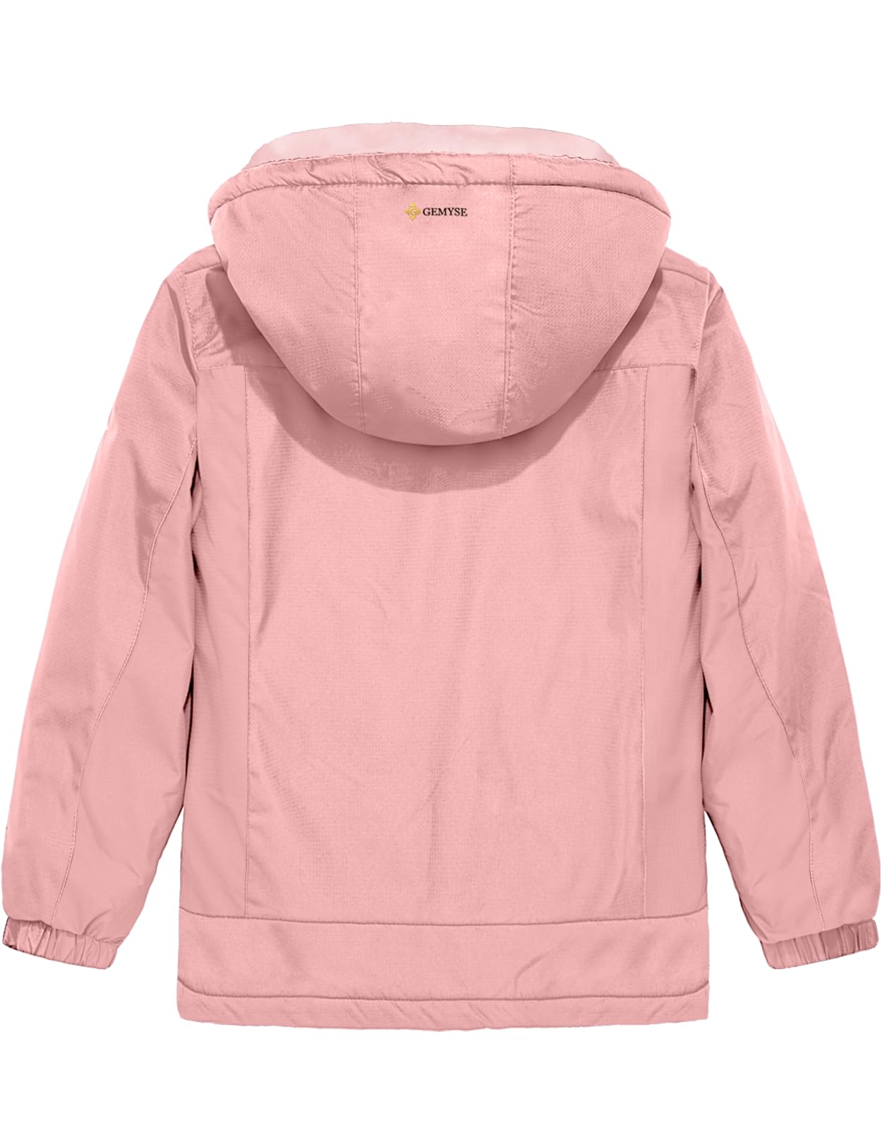 GEMYSE Mädchen Skijacke Wasserdichte Winterjacke Winddichter Fleece Schneeanzug Warm mit Kapuze für Aktivitäten im Freien(Korallenrosa mit Rosa Futter,140-146)