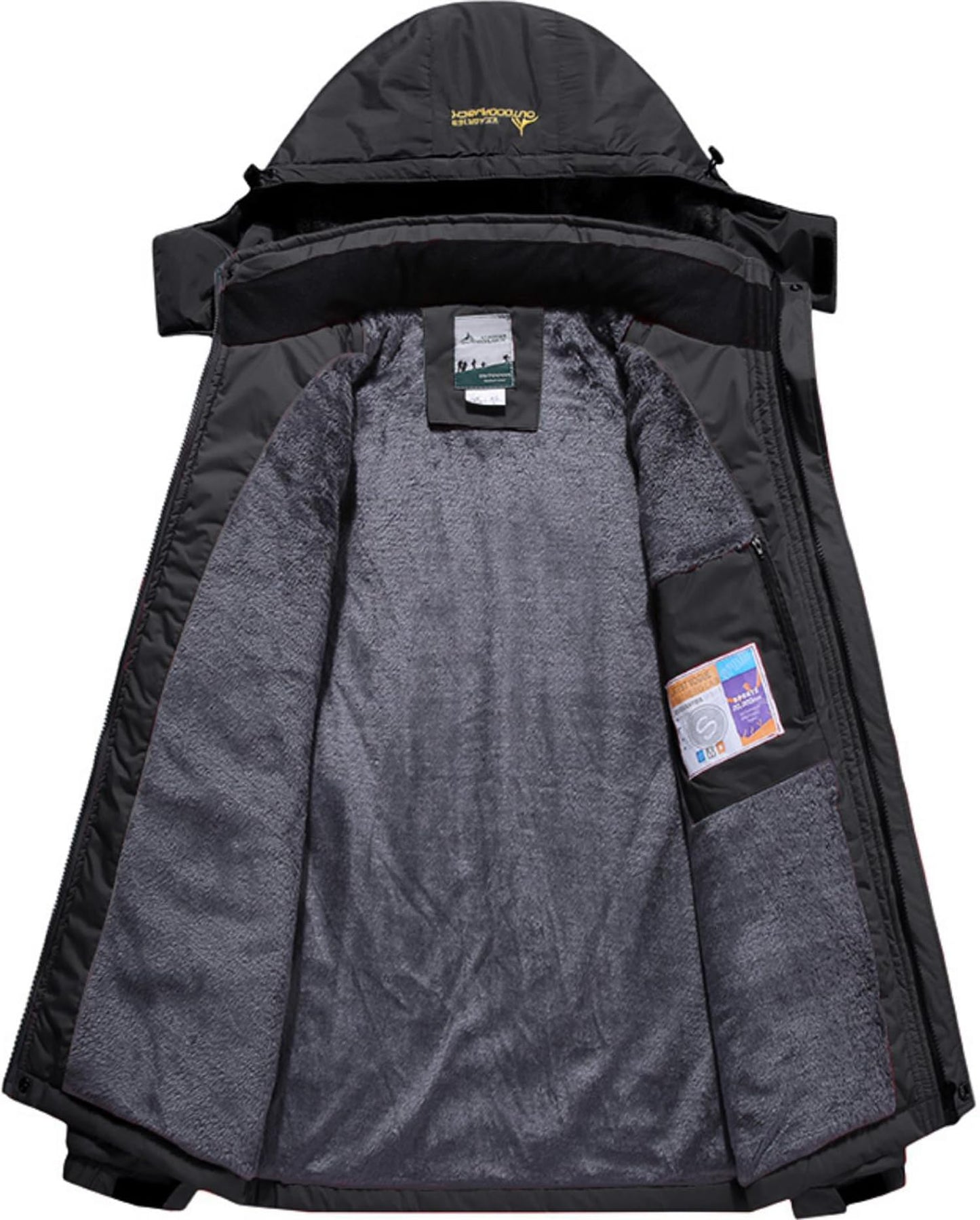 BenBoy Damen Skijacke Wasserdichte Winterjacke Winddichte Warm Gefüttert Atmungsaktiv Wanderjacke Reißverschlüsse Fleece Softshelljacke mit Kapuze Outdoorjacke CFY813W-Black2-M