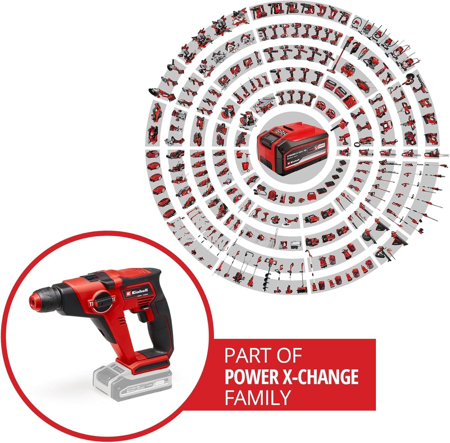 Akku-Bohrhammer TE-HD 18/12 Li-Solo Power X-Change (Lithium-Ionen, 18 V, 1,3 J, Bohrleistung in Beton 12 mm, SDS-plus-Aufnahme, LED-Licht, ohne Akku und Ladegerät)