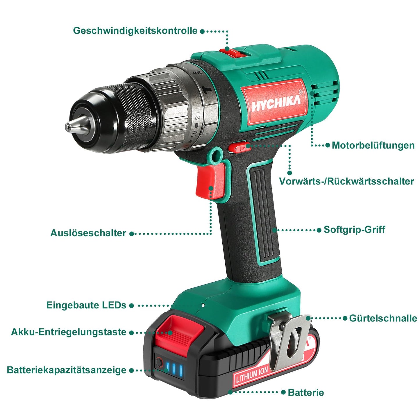 Akkuschrauber, 18 V, max. 45 Nm, Akkuschrauber und Bohrschrauber, mit 2,0-Ah-Akku und 27-teiligem Zubehörset, 21+3 Stufen, 2-Gang-Bohrmaschine zum Bohren, Schrauben, Schlagschrauber