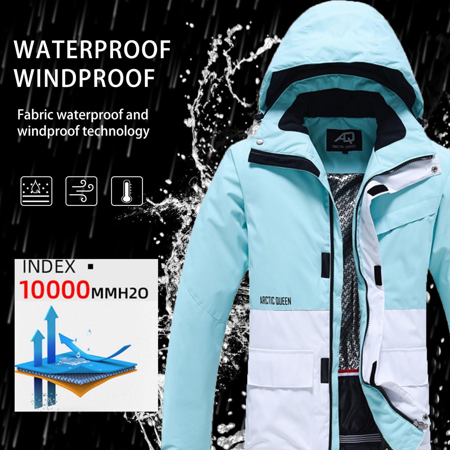 ALSOGO Damen Skijacke & Skihose Set Skianzug 2 teilig Schneeanzug Wasserdicht Warm Winterjacke mit Abnehmbare Kapuzen zum Skifahren Snowboarden Schneejacke Schneehose TY133PKW Pink L