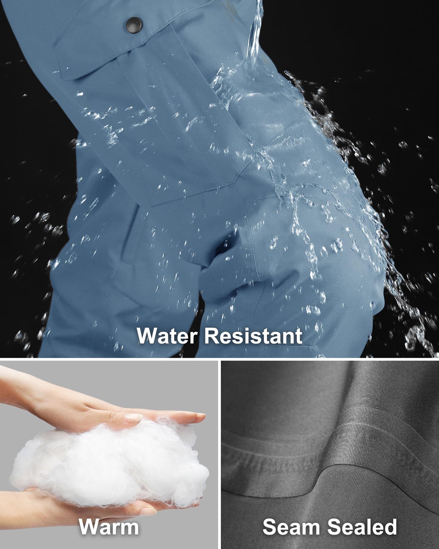33,000ft Damen Skihose Outdoorhose Wasserdicht Winddichte Softshellhose Warme Gefütterte Thermohose Wanderhose Winter Ski Pants Women Hellblau L