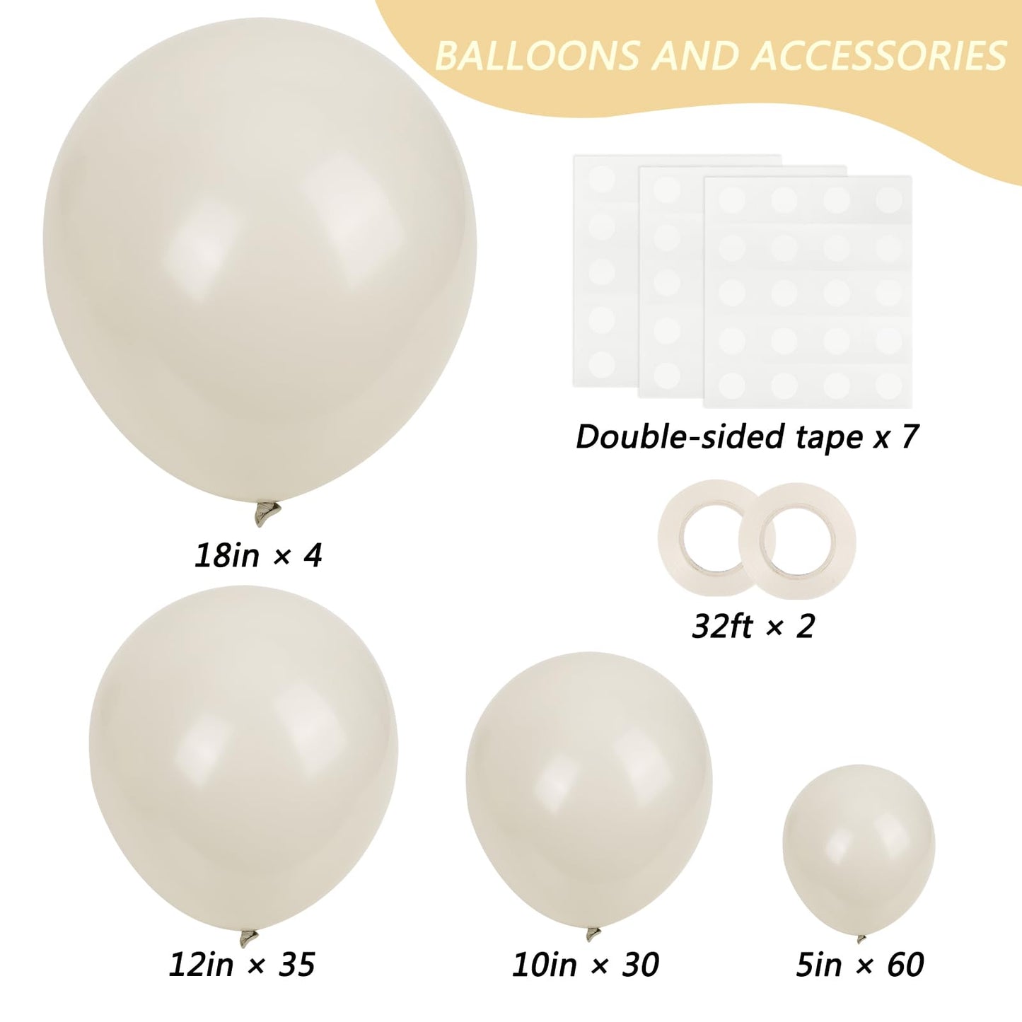 RUBFAC 129pcs Sand White Cream Balloons Different Sizes 18 12 10 5 Inches, Beige Latex Balloon Garland Arch for Birthday Engagement Party Wedding Anniversary Baby Shower Decoration - skihosevxRUBFAC 129pcs Sand White Cream Balloons Different Sizes 18 12 10 5 Inches, Beige Latex Balloon Garland Arch for Birthday Engagement Party Wedding Anniversary Baby Shower DecorationskihosevxskihosevxB0BZ3LL1S4