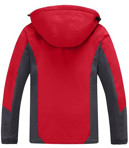 Wantdo Damen Berg Ski Jacke Wärmer Winter Fleece Mäntel Wasserdichter Atmungsaktive RegenMäntel Outdoor Kapuzen Windbreaker Jacken Rot M