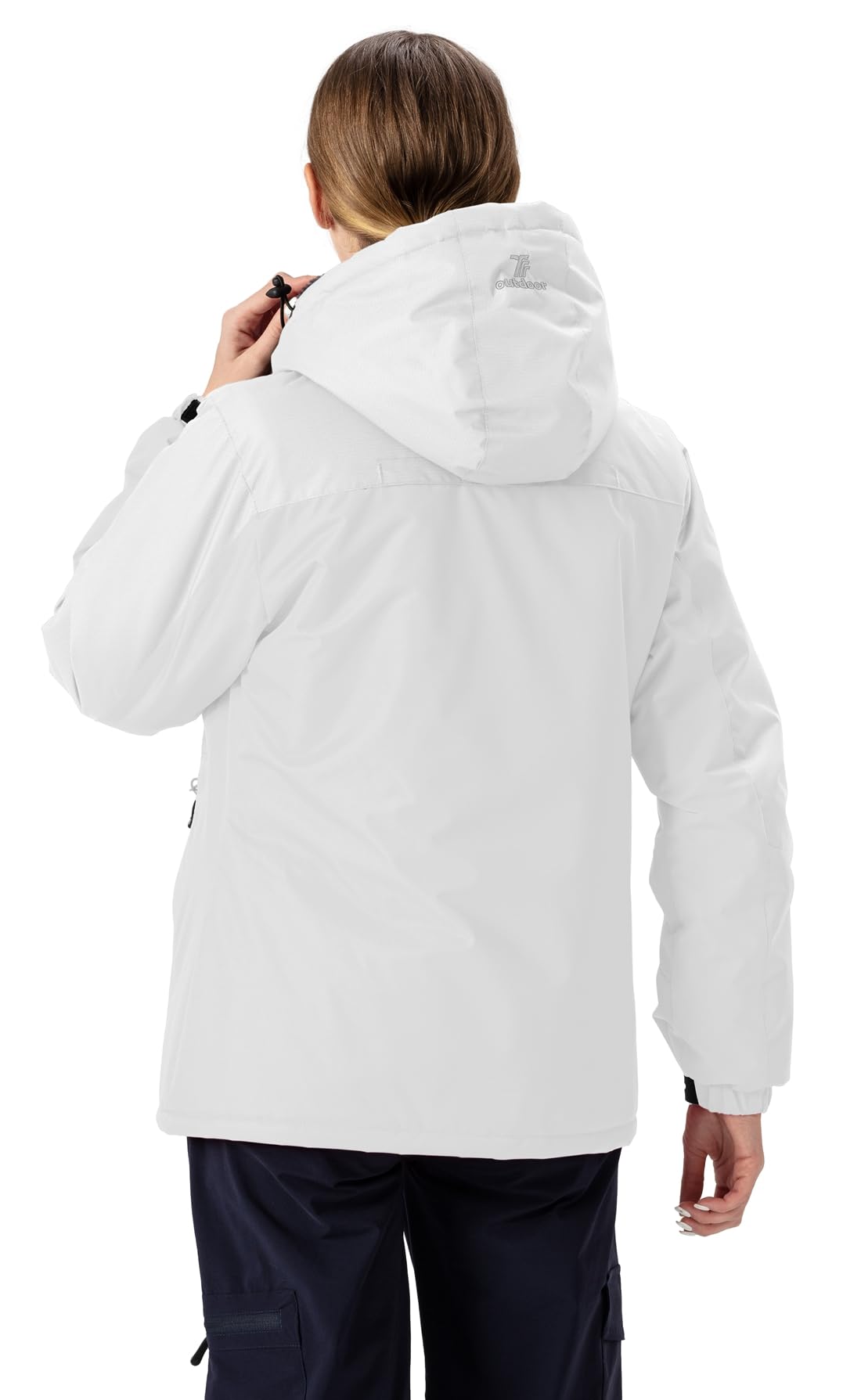 YSENTO Damen Winterjacke Wasserdicht Skijacke Outdoor Softshelljacke Warm Fleecejacke Funktionsjacke mit Abnehmbarer Kapuze(Weiß,S)
