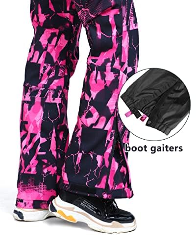 33,000ft Damen Skihose Hosenträgerhose Outdoorhose Wasserdicht Winddichte Softshellhose Warme Gefütterte Schneehose Snowboardhose Skilanglaufhose Thermohose Wanderhose Ski Pant, Schwarztarnung L