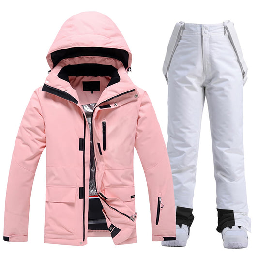 HOTIAN Damen Ski Jacke und Hosen 2 Teilig Set Skianzug Damen Wasserdicht Winddicht Winter Warme SkiSchnee Skifahren Sätze Snowboard Set