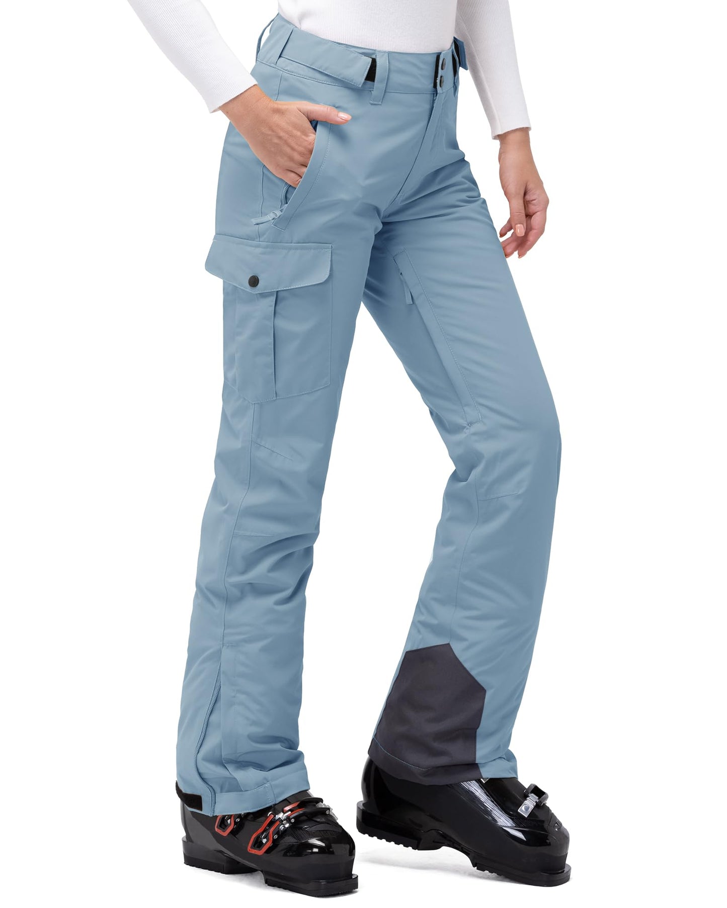 33,000ft Damen Skihose Outdoorhose Wasserdicht Winddichte Softshellhose Warme Gefütterte Thermohose Wanderhose Winter Ski Pants Women Hellblau L