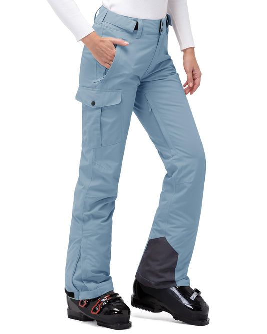 33,000ft Damen Skihose Outdoorhose Wasserdicht Winddichte Softshellhose Warme Gefütterte Thermohose Wanderhose Winter Ski Pants Women Hellblau L