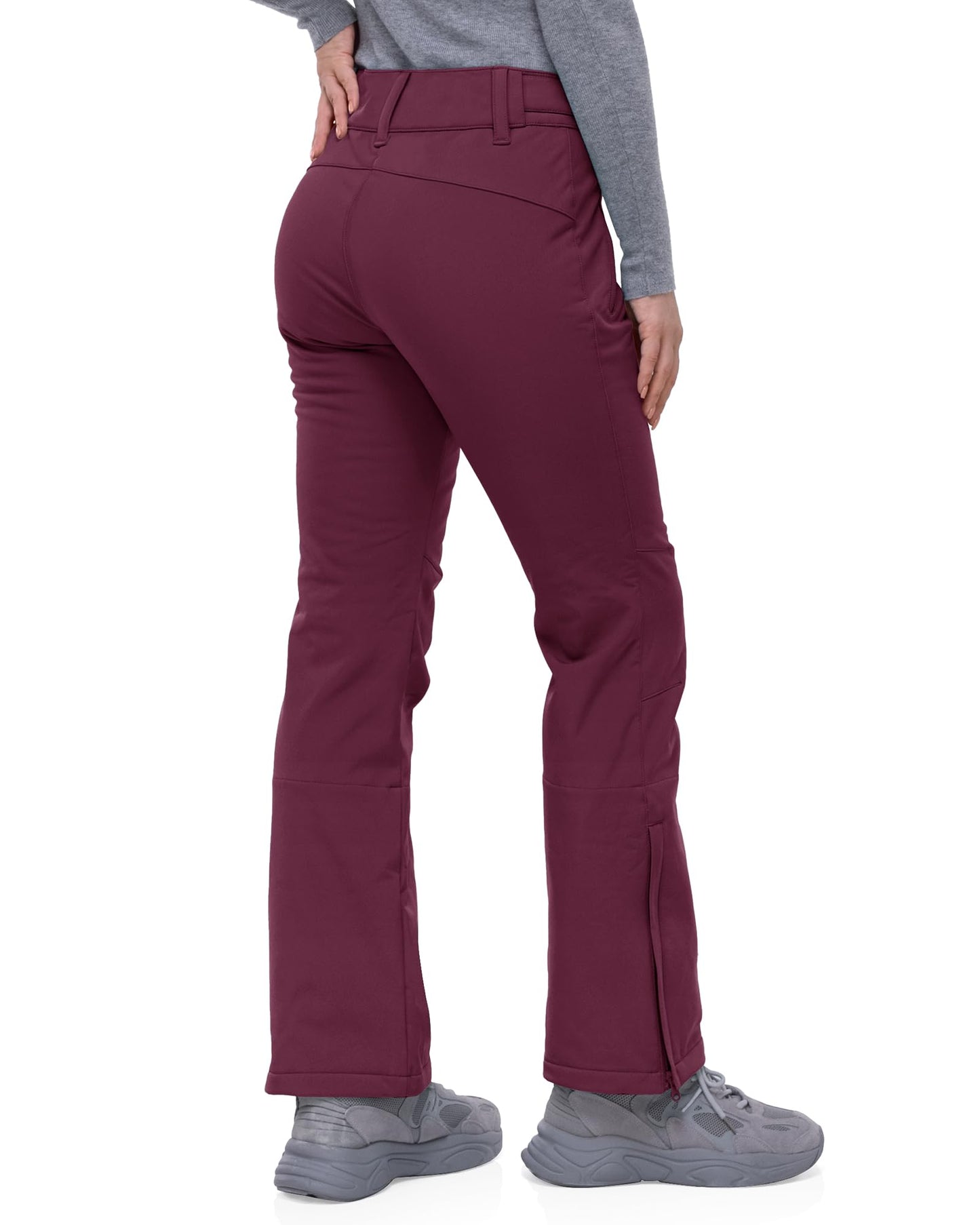 33,000ft Damen Skihose Outdoorhose Wasserdicht Winddichte Softshellhose Warme Gefütterte Trekkinghose Atmungsaktive Schnelltrocknende Thermohose Wanderhose Winter, Himbeerrot 34W*29L