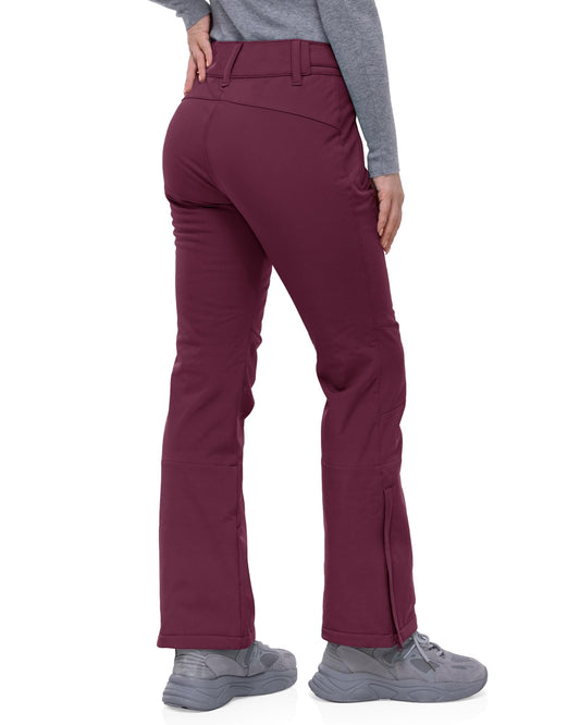 33,000ft Damen Skihose Outdoorhose Wasserdicht Winddichte Softshellhose Warme Gefütterte Trekkinghose Atmungsaktive Schnelltrocknende Thermohose Wanderhose Winter, Himbeerrot 34W*29L