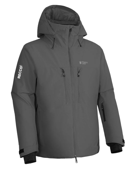 Pioneer Camp Herren Wasserdicht Skijacke Winddicht Snowboardjacke Warm Outdoor Winterjacke mit Kapuze Grau M