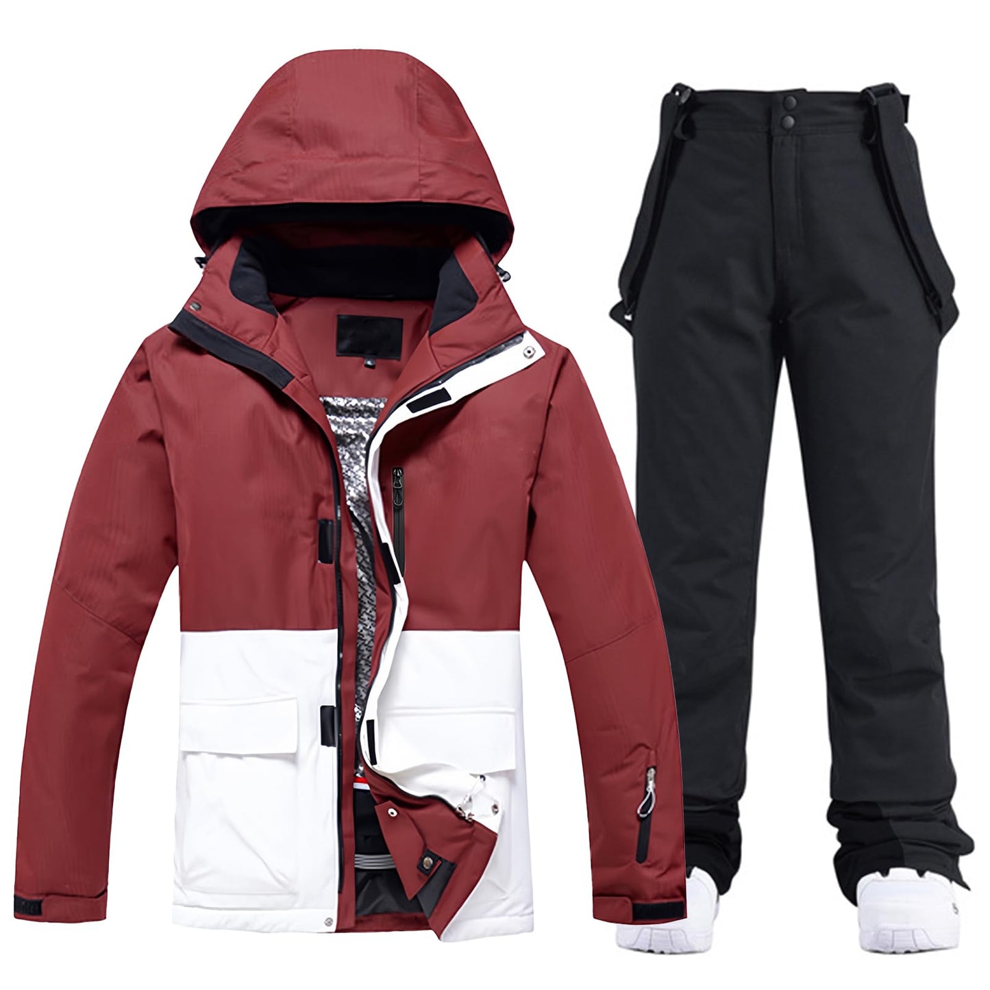 HOTIAN Damen Ski Jacke und Hosen 2 Teilig Set Skianzug Damen Wasserdicht Winddicht Winter Warme SkiSchnee Skifahren Sätze Snowboard Set