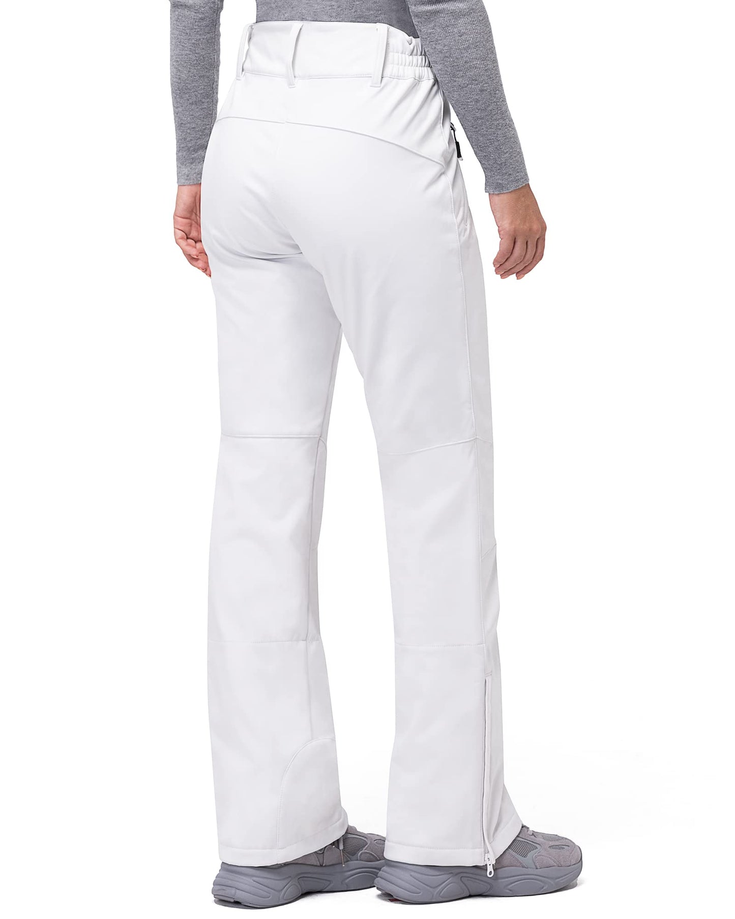 33,000ft Damen Skihose Outdoorhose Wasserdicht Winddichte Softshellhose Warme Gefütterte Trekkinghose Atmungsaktive Schnelltrocknende Thermohose Wanderhose Winter, Weiß 36W*29L