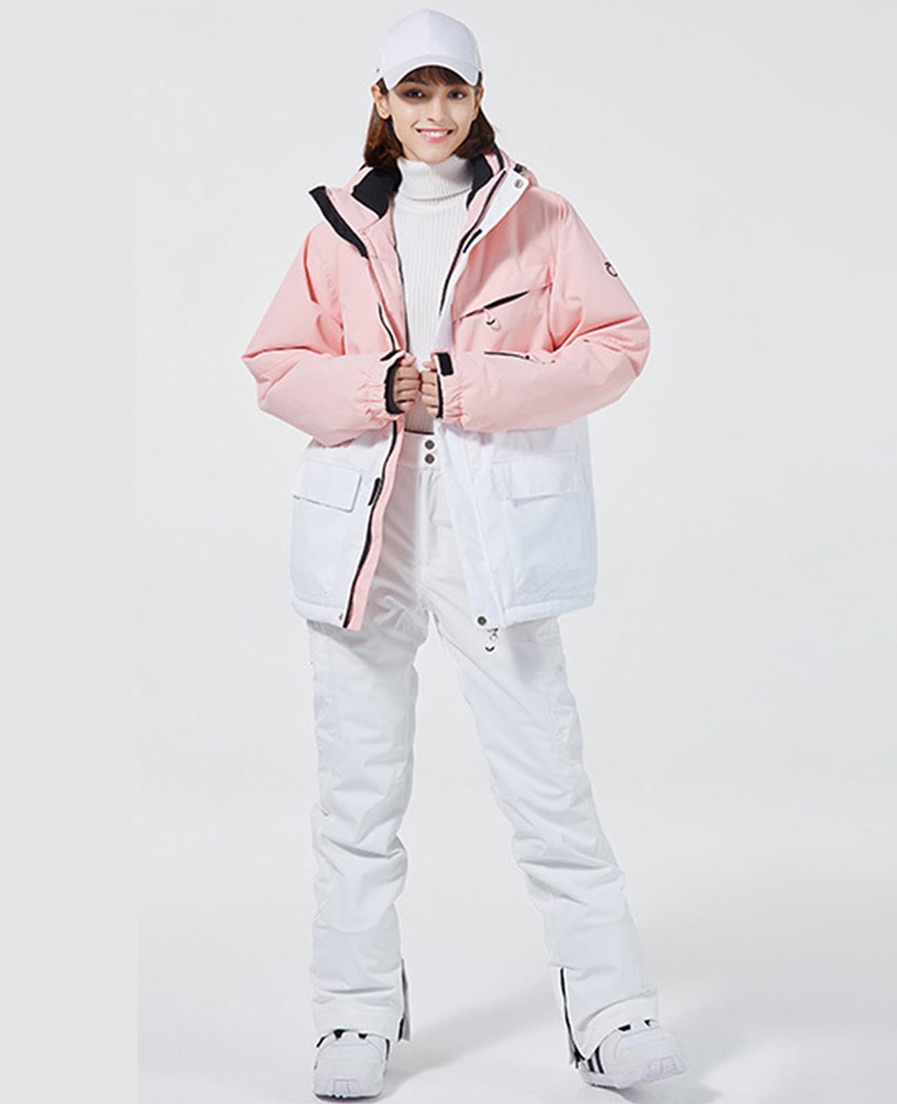 ALSOGO Damen Skijacke & Skihose Set Skianzug 2 teilig Schneeanzug Wasserdicht Warm Winterjacke mit Abnehmbare Kapuzen zum Skifahren Snowboarden Schneejacke Schneehose TY133PKW Pink L