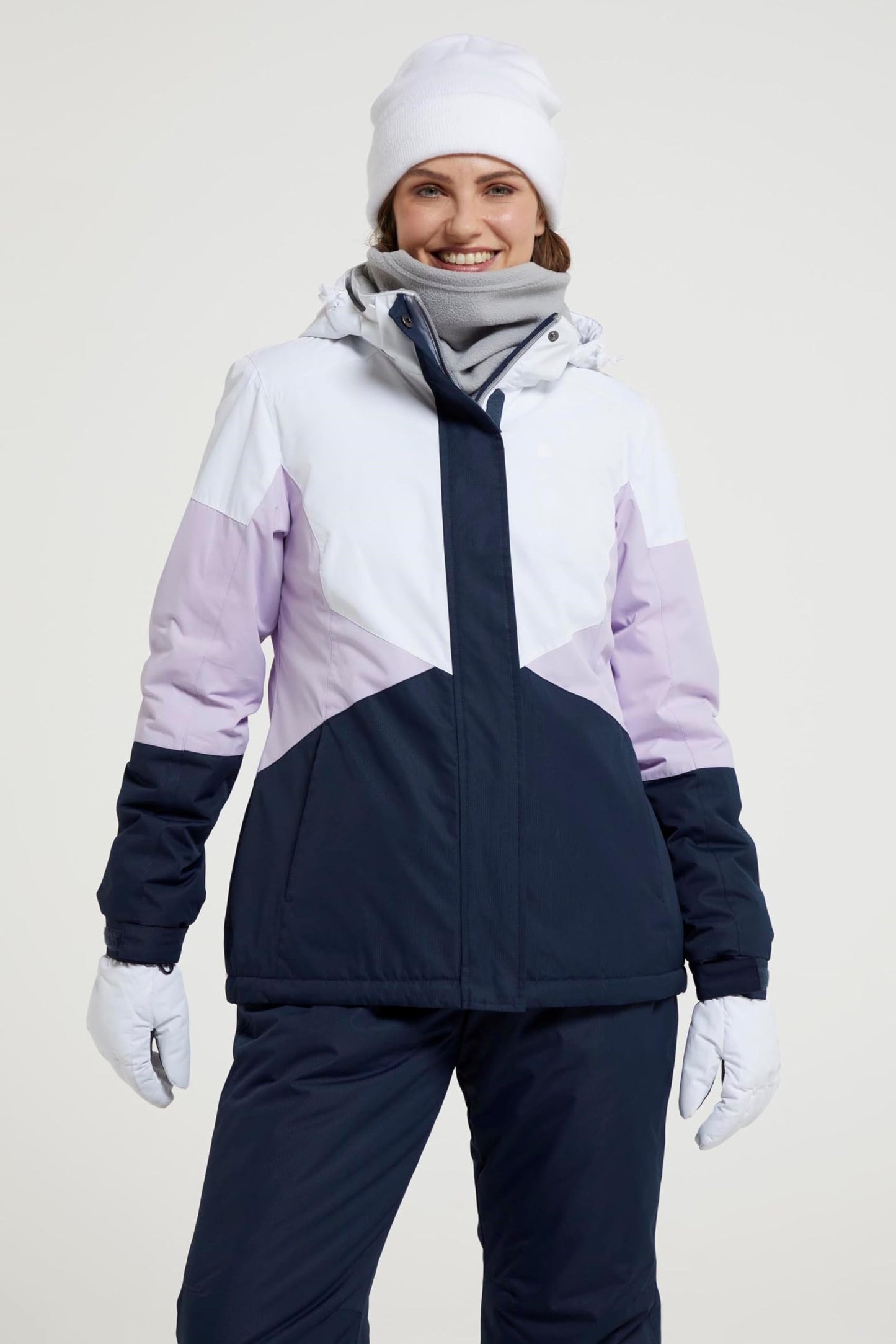 Mountain Warehouse Moon Damen-Skijacke - Schneedicht, Mikrofaser-Isolierung, winddichte Winterjacke, warm, verstellbare Kapuze - Ski-Bekleidung für den Snowboard-Urlaub Flieder Damengröße EU 42