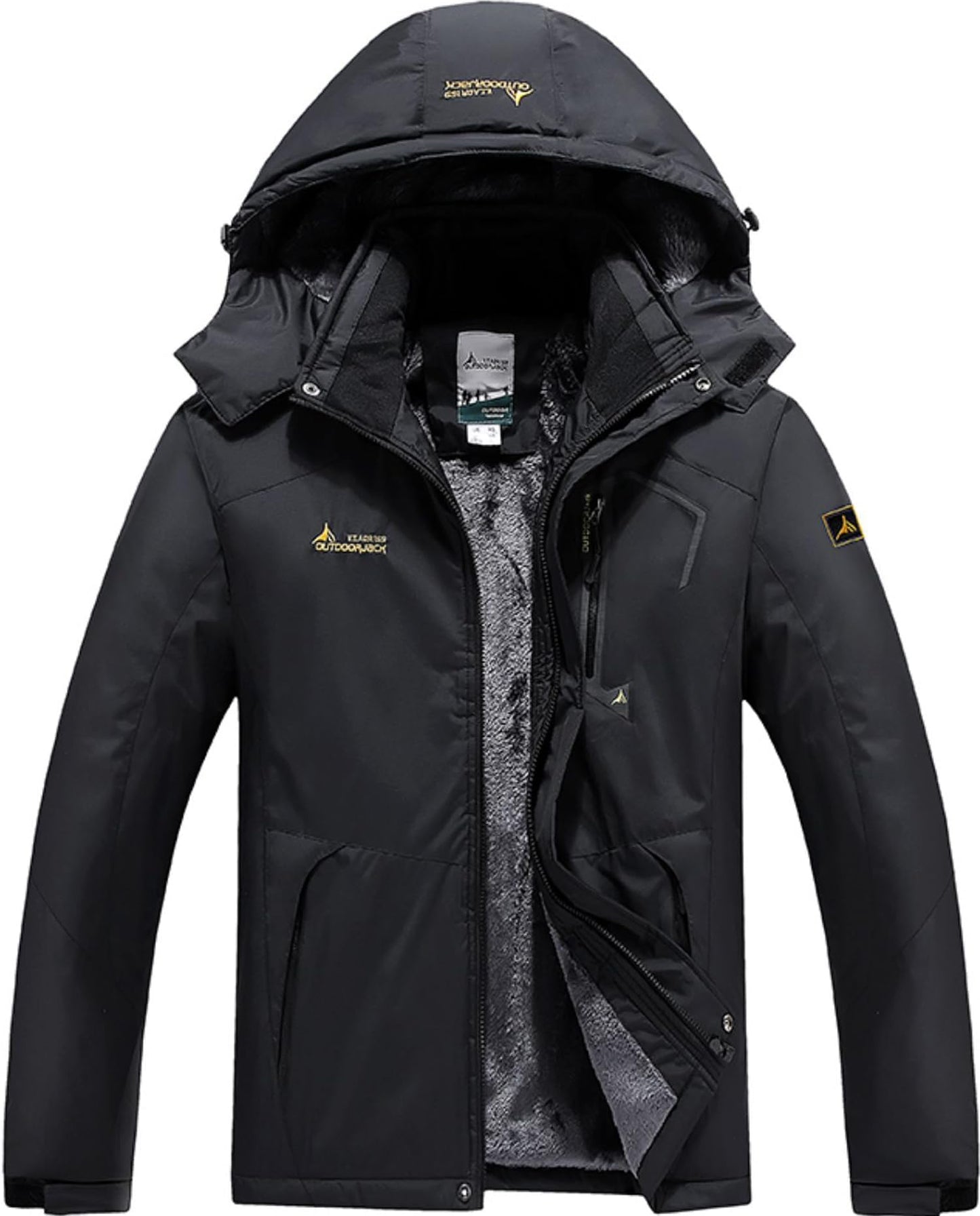 BenBoy Damen Skijacke Wasserdichte Winterjacke Winddichte Warm Gefüttert Atmungsaktiv Wanderjacke Reißverschlüsse Fleece Softshelljacke mit Kapuze Outdoorjacke CFY813W-Black2-M