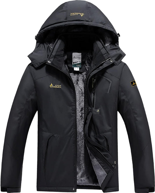 BenBoy Damen Skijacke Wasserdichte Winterjacke Winddichte Warm Gefüttert Atmungsaktiv Wanderjacke Reißverschlüsse Fleece Softshelljacke mit Kapuze Outdoorjacke CFY813W-Black2-M