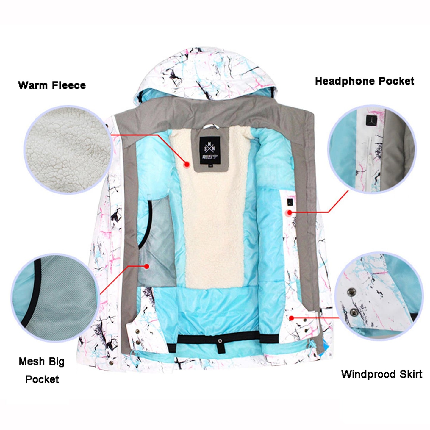 ALSOGO Damen Skianzug Schneeanzug Winddicht Wasserdicht Skifahren Snowboardjacke Trägerhose Set Zum Skifahren Snowboarden Klettern SMNWT+Blue L