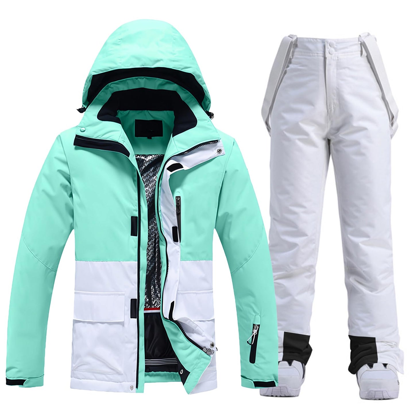 HOTIAN Damen Ski Jacke und Hosen 2 Teilig Set Skianzug Damen Wasserdicht Winddicht Winter Warme SkiSchnee Skifahren Sätze Snowboard Set