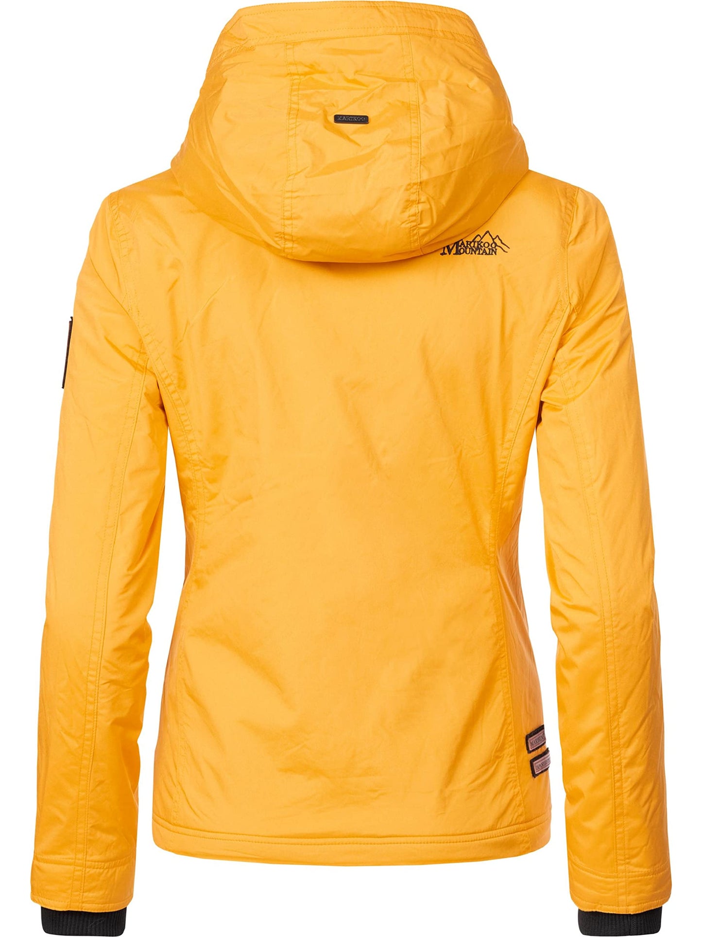 MARIKOO leicht gefütterte Damen Übergangsjacke kurze Sommerjacke mit kuscheligem Fleece-Innenfutter und großer Kapuze Erdbeere Gelb Gr. XS
