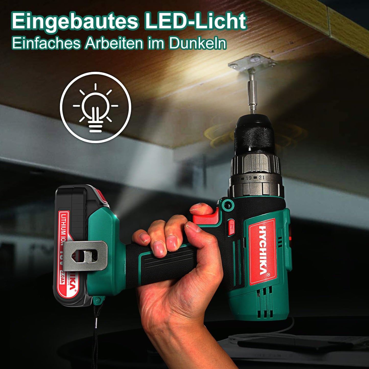 Akkuschrauber, 18 V, max. 45 Nm, Akkuschrauber und Bohrschrauber, mit 2,0-Ah-Akku und 27-teiligem Zubehörset, 21+3 Stufen, 2-Gang-Bohrmaschine zum Bohren, Schrauben, Schlagschrauber
