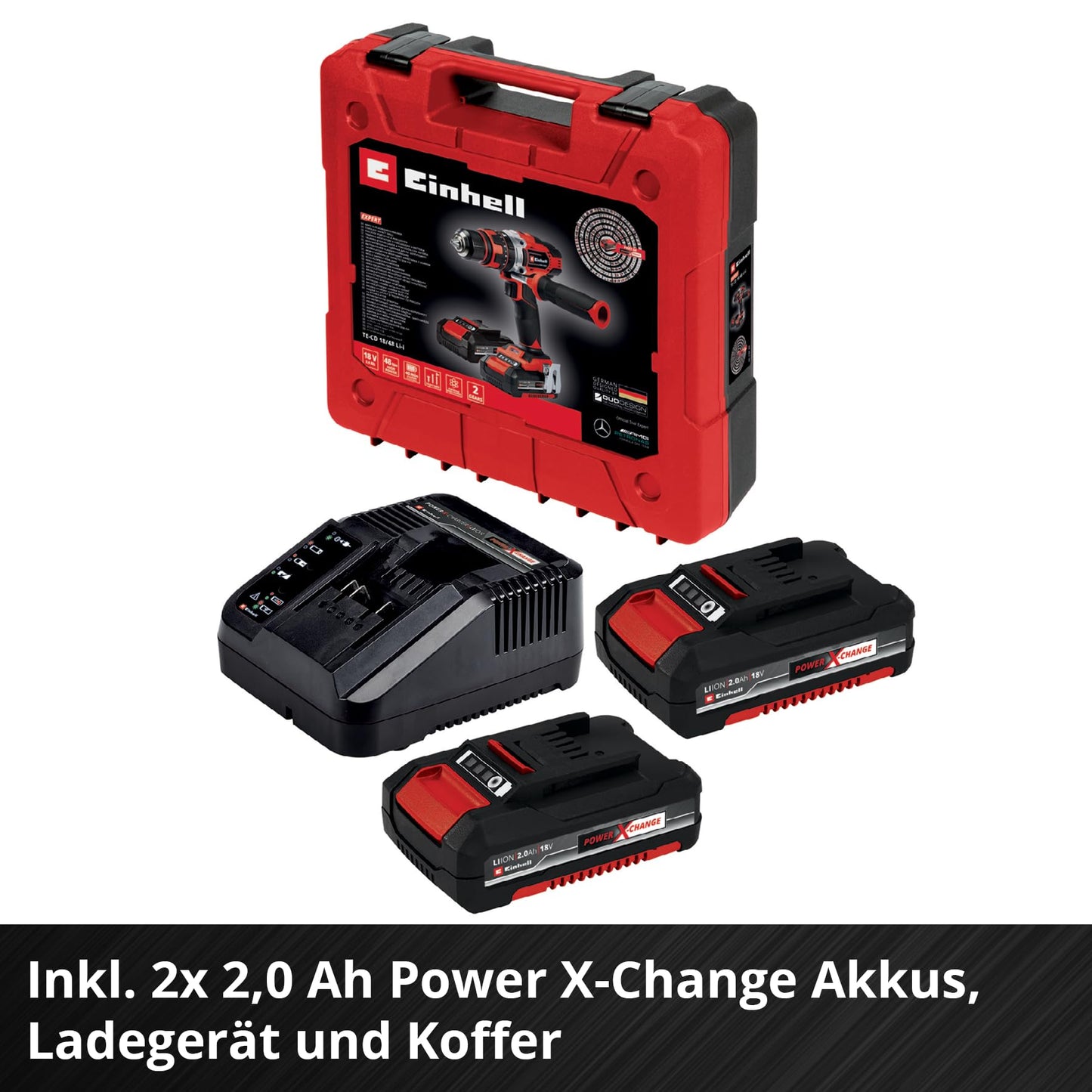 Akku-Schlagbohrschrauber TE-CD 18/48 Li-i Kit Power X-Change (18 V, 48 Nm, Schlagbohrfunktion, 13 mm Bohrfutter, 2 Gang, Koffer, inkl. 2x 2,0 Ah Akkus + Ladegerät)