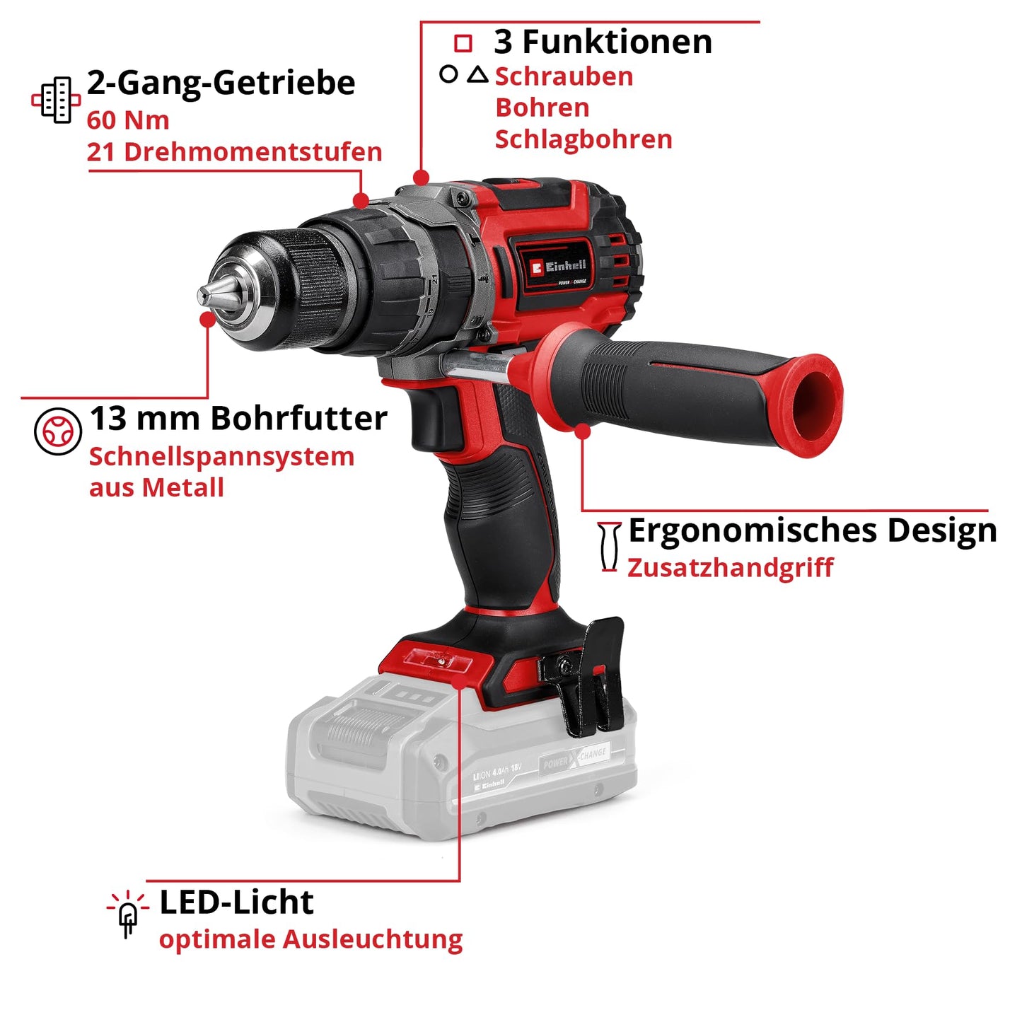 Professional Akku-Schlagbohrschrauber TP-CD 18/60 Li-i BL Solo Power X-Change (Li-Ion, 18 V, bürstenloser Motor, 60 Nm, Schlagzahl 32.000 min-1, Lieferung ohne Akku & Ladegerät)