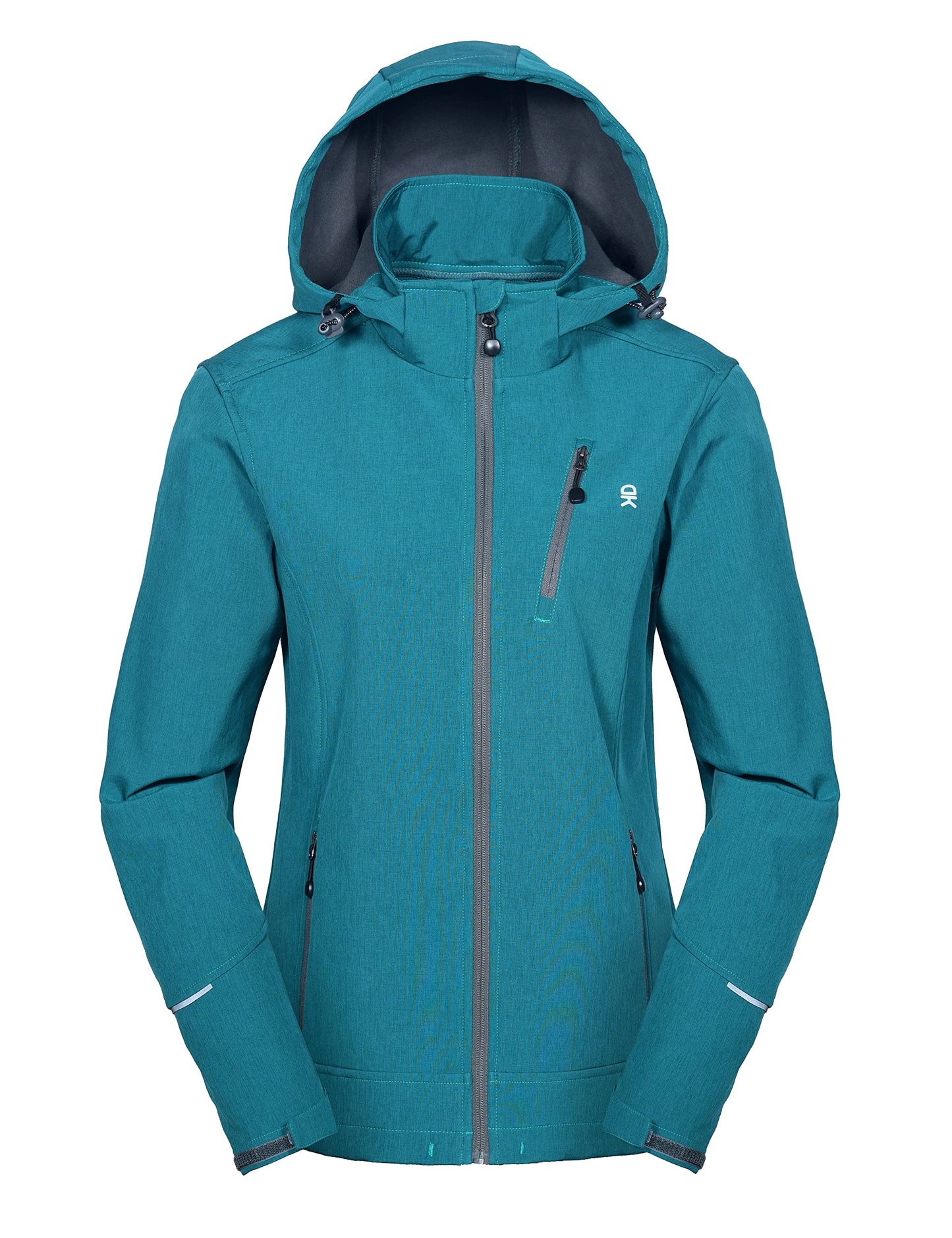Little Donkey Andy Softshelljacke Damen Wasserdichte Atmungsaktive Fleece Warme Übergangsjacke Outdoorjacke mit abnehmbarer Kapuze Deep Lake Size XS