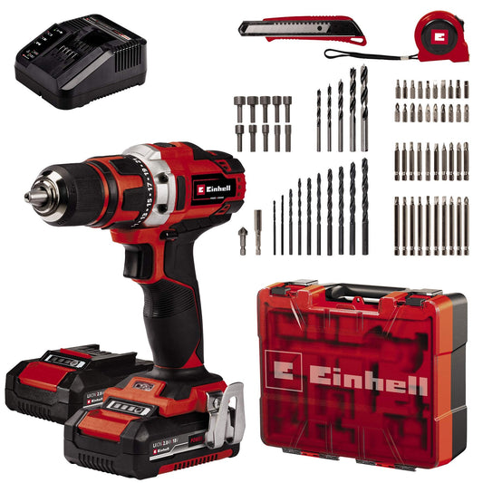 Akku-Bohrschrauber-Set TE-CD 18/40 Li +69 (2x2,0 Ah) Power X-Change (Lithium Ionen, 2 Gang, 40 Nm, inkl. 2x Akku + Ladegerät, Koffer + 69-tlg. Zubehör)
