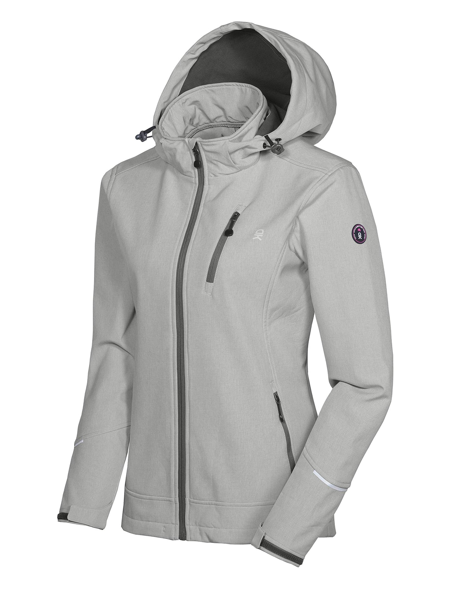 Little Donkey Andy Softshelljacke Damen Wasserdichte Atmungsaktive Fleece Warme Übergangsjacke Outdoorjacke mit abnehmbarer Kapuze Gray Size XL