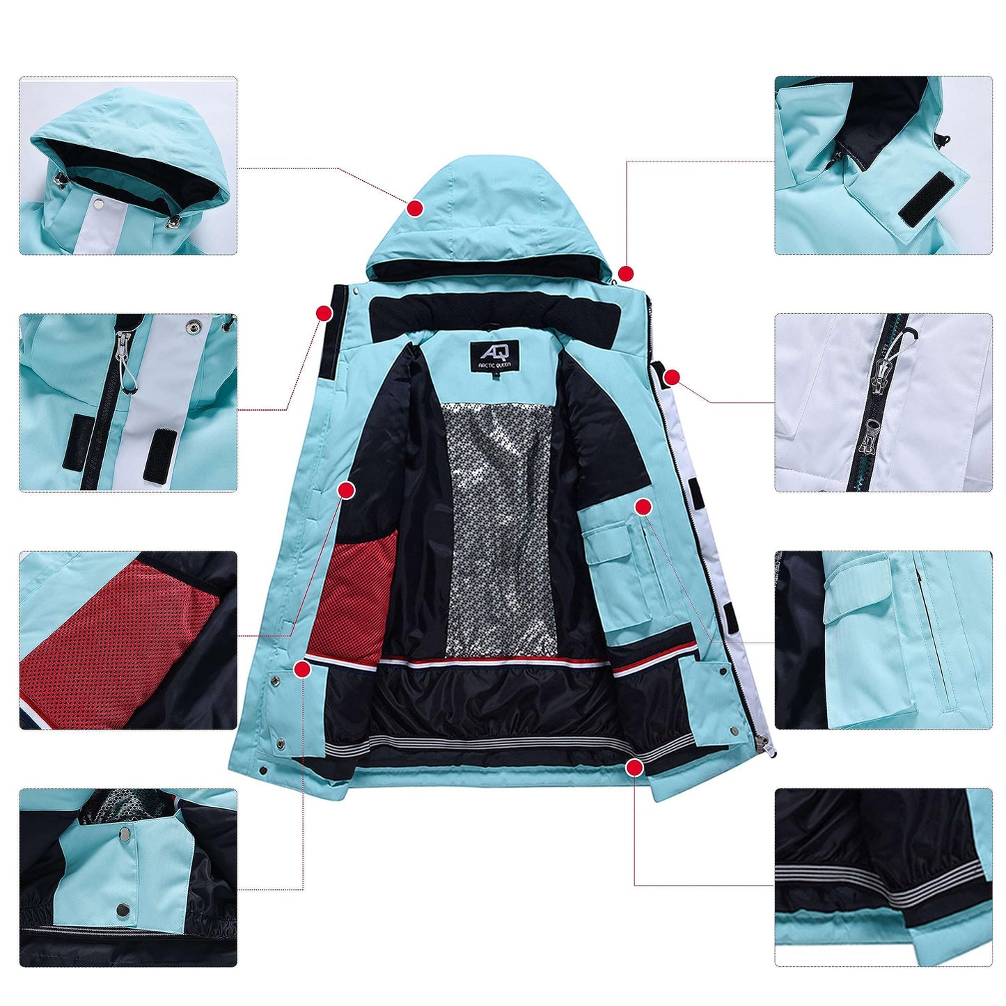 HOTIAN Damen Ski Jacke und Hosen 2 Teilig Set Skianzug Damen Wasserdicht Winddicht Winter Warme SkiSchnee Skifahren Sätze Snowboard Set