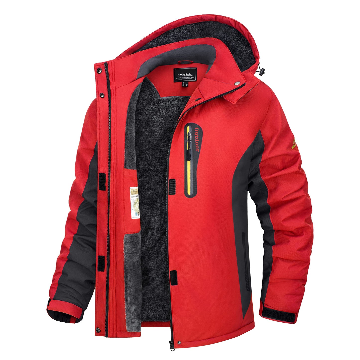 TACVASEN Damen Skijacke Wasserdichte Warm Winterjacke Atmungsaktiv Outdoor Softshelljacke Fleece Funktionsjacke mit Abnehmbare Kapuzen Rot S