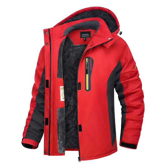 TACVASEN Damen Skijacke Wasserdichte Warm Winterjacke Atmungsaktiv Outdoor Softshelljacke Fleece Funktionsjacke mit Abnehmbare Kapuzen Rot S