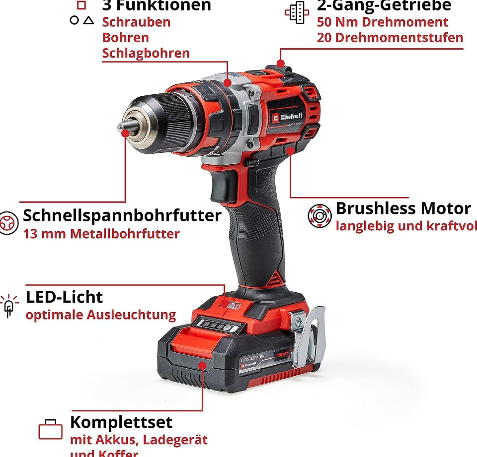 Cordless Impact Screwdriver TE-CD 18/50 Li-i BL Power X-Change (Li-Ion, 18 V)