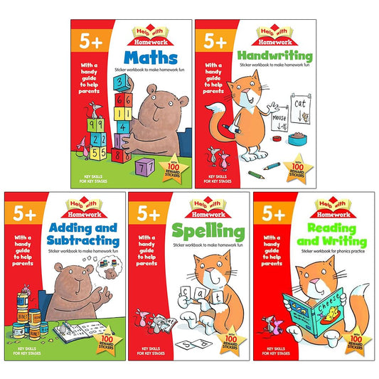 Age 5+ Key Skills Help With Homework 5 Books Collection Set with Stickers (Maths, Handwriting, Adding & Subtracting, Spelling, Reading & Writing) - skihosevxAge 5+ Key Skills Help With Homework 5 Books Collection Set with Stickers (Maths, Handwriting, Adding & Subtracting, Spelling, Reading & Writing)Autumn PublishingHelp With HomeworkskihosevxPLD23895Autumn Publishing