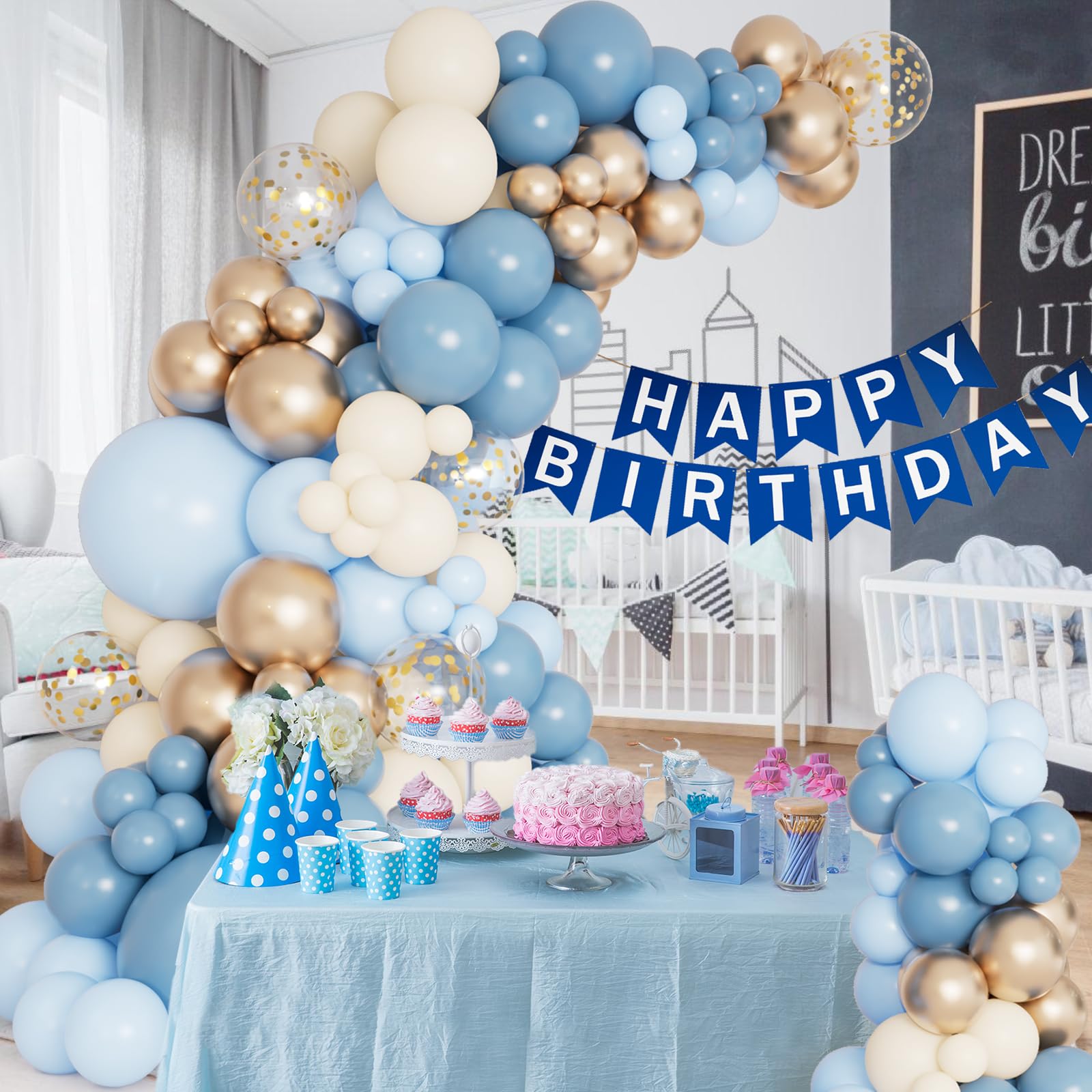DBKL Dusty Baby Blue Balloon Arch Garland Kit, Different Sizes 18 12 10 5 inch Pastel Baby Blue Slate Fog Ivory White Metallic Gold Balloons for Men Boy Baby Shower Birthday Wedding Party Supplies - skihosevxDBKL Dusty Baby Blue Balloon Arch Garland Kit, Different Sizes 18 12 10 5 inch Pastel Baby Blue Slate Fog Ivory White Metallic Gold Balloons for Men Boy Baby Shower Birthday Wedding Party SuppliesskihosevxskihosevxB0D8KSZ77Q