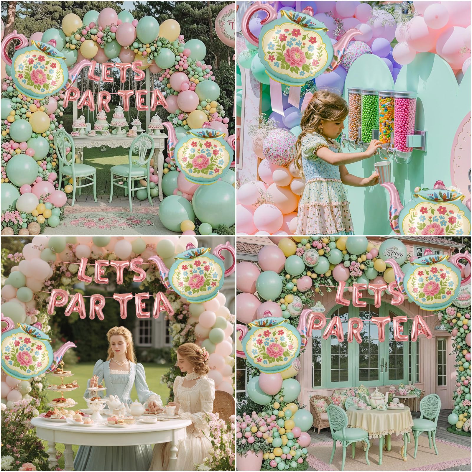 LET'S PAR TEA Banner Balloons, 35" Huge Teapot Aluminum Foil Balloons for Birthday, Baby Shower, Wedding, Bridal, Engagement, Bachelorette, Princess, Garden Party Decorations Supplies - skihosevxLET'S PAR TEA Banner Balloons, 35" Huge Teapot Aluminum Foil Balloons for Birthday, Baby Shower, Wedding, Bridal, Engagement, Bachelorette, Princess, Garden Party Decorations SuppliesskihosevxskihosevxB0GJ5262XH