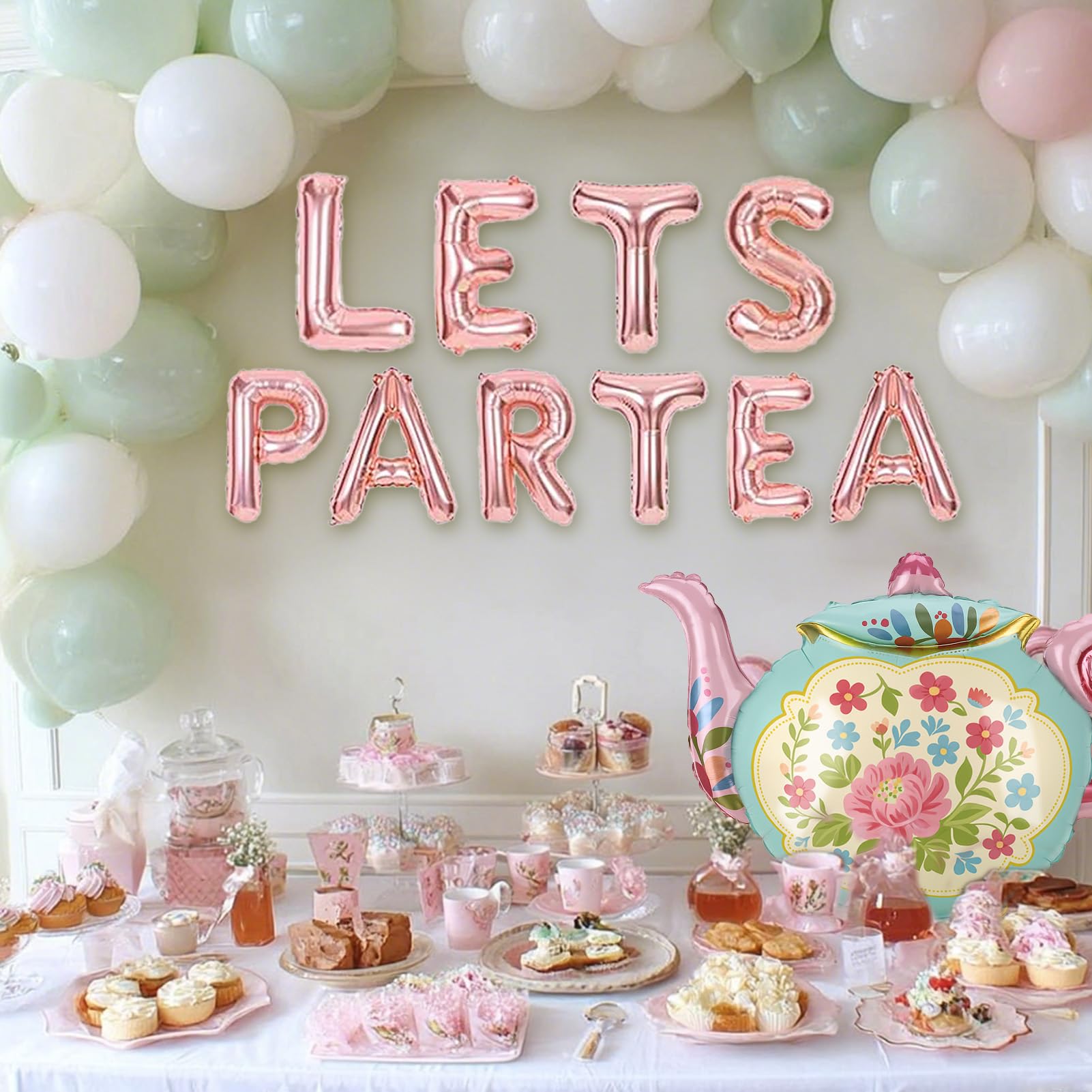 LET'S PAR TEA Banner Balloons, 35" Huge Teapot Aluminum Foil Balloons for Birthday, Baby Shower, Wedding, Bridal, Engagement, Bachelorette, Princess, Garden Party Decorations Supplies - skihosevxLET'S PAR TEA Banner Balloons, 35" Huge Teapot Aluminum Foil Balloons for Birthday, Baby Shower, Wedding, Bridal, Engagement, Bachelorette, Princess, Garden Party Decorations SuppliesskihosevxskihosevxB0GJ5262XH