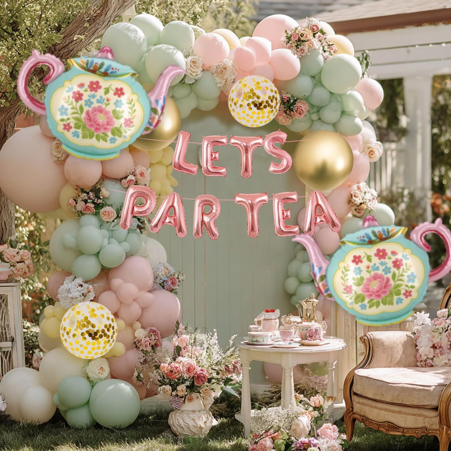 LET'S PAR TEA Banner Balloons, 35" Huge Teapot Aluminum Foil Balloons for Birthday, Baby Shower, Wedding, Bridal, Engagement, Bachelorette, Princess, Garden Party Decorations Supplies - skihosevxLET'S PAR TEA Banner Balloons, 35" Huge Teapot Aluminum Foil Balloons for Birthday, Baby Shower, Wedding, Bridal, Engagement, Bachelorette, Princess, Garden Party Decorations SuppliesskihosevxskihosevxB0GJ5262XH