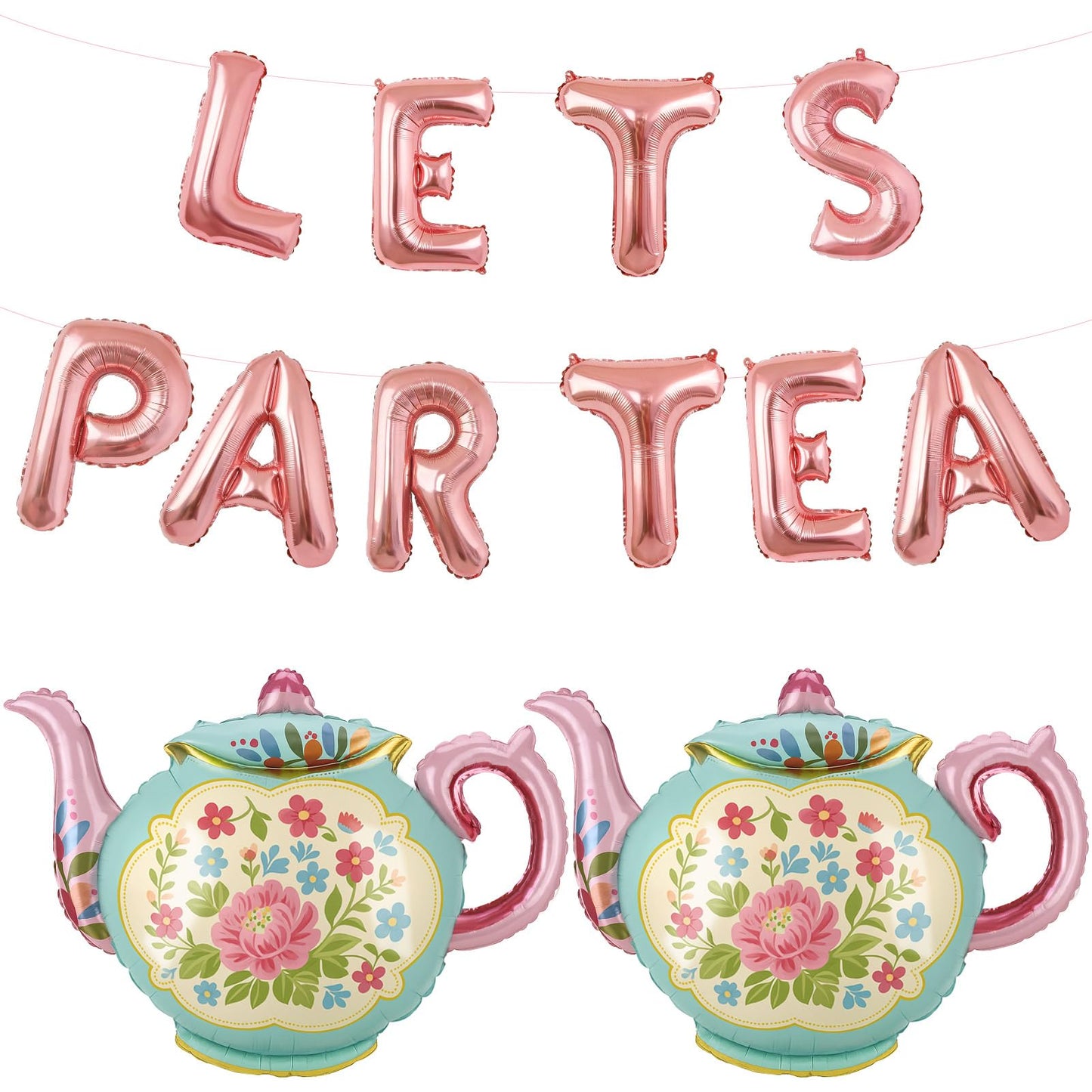LET'S PAR TEA Banner Balloons, 35" Huge Teapot Aluminum Foil Balloons for Birthday, Baby Shower, Wedding, Bridal, Engagement, Bachelorette, Princess, Garden Party Decorations Supplies - skihosevxLET'S PAR TEA Banner Balloons, 35" Huge Teapot Aluminum Foil Balloons for Birthday, Baby Shower, Wedding, Bridal, Engagement, Bachelorette, Princess, Garden Party Decorations SuppliesskihosevxskihosevxB0GJ5262XH