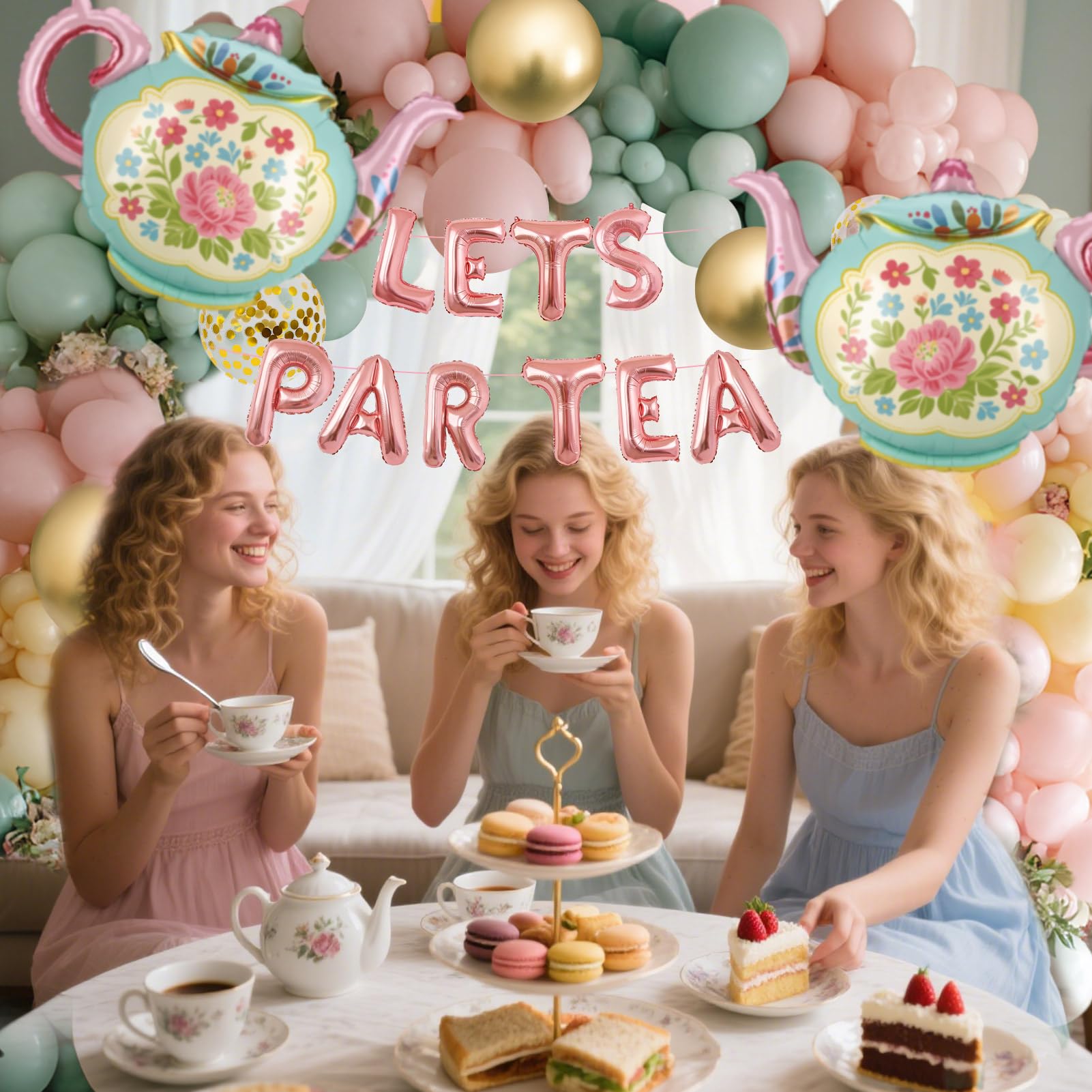 LET'S PAR TEA Banner Balloons, 35" Huge Teapot Aluminum Foil Balloons for Birthday, Baby Shower, Wedding, Bridal, Engagement, Bachelorette, Princess, Garden Party Decorations Supplies - skihosevxLET'S PAR TEA Banner Balloons, 35" Huge Teapot Aluminum Foil Balloons for Birthday, Baby Shower, Wedding, Bridal, Engagement, Bachelorette, Princess, Garden Party Decorations SuppliesskihosevxskihosevxB0GJ5262XH