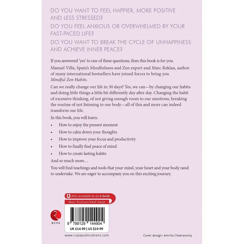 MINDFUL ZEN HABITS: From Suffering to Happiness In 30 Days by Manuel Villa & Marc Reklau - skihosevxMINDFUL ZEN HABITS: From Suffering to Happiness In 30 Days by Manuel Villa & Marc ReklauRupa PublicationsManuel Villa & Marc ReklauskihosevxSNG22124Rupa Publications
