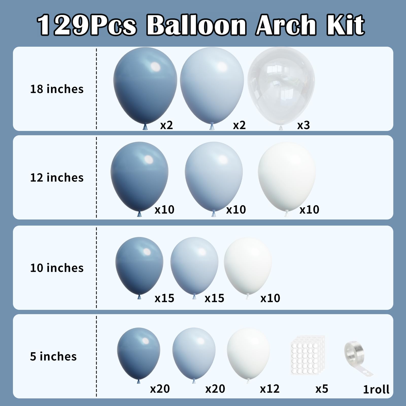 Myafqsj Dusty Blue Balloon Arch Kit,129Pcs Dusty Blue and White Party Balloons for Boys Baby Shower Gender Reveal Birthday Wedding Bridal Shower Decorations - skihosevxMyafqsj Dusty Blue Balloon Arch Kit,129Pcs Dusty Blue and White Party Balloons for Boys Baby Shower Gender Reveal Birthday Wedding Bridal Shower DecorationsskihosevxskihosevxB0G643NFXC
