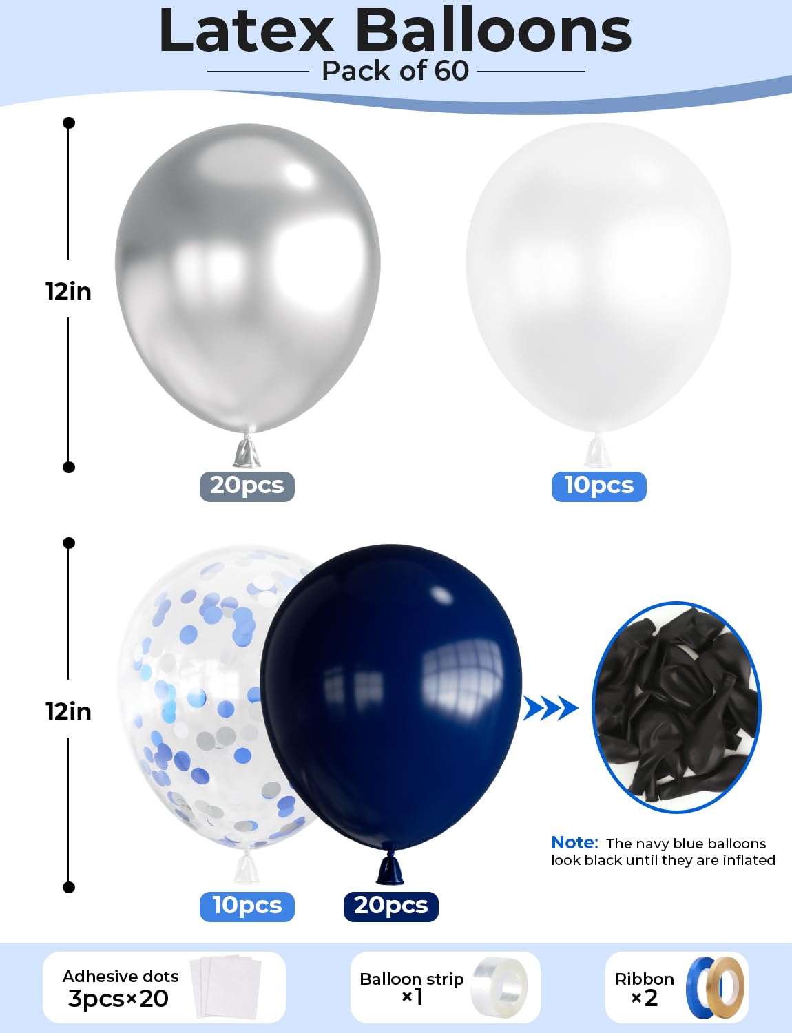 Navy Blue and Silver Balloons,12 Inch 60pcs Navy Blue Balloons with Silver Confetti Balloon,Pearl White Latex Balloon for Graduation,Birthday,Baby Shower,Anniversary,Wedding,Party - skihosevxNavy Blue and Silver Balloons,12 Inch 60pcs Navy Blue Balloons with Silver Confetti Balloon,Pearl White Latex Balloon for Graduation,Birthday,Baby Shower,Anniversary,Wedding,PartyskihosevxskihosevxB0CZ3WF5B5