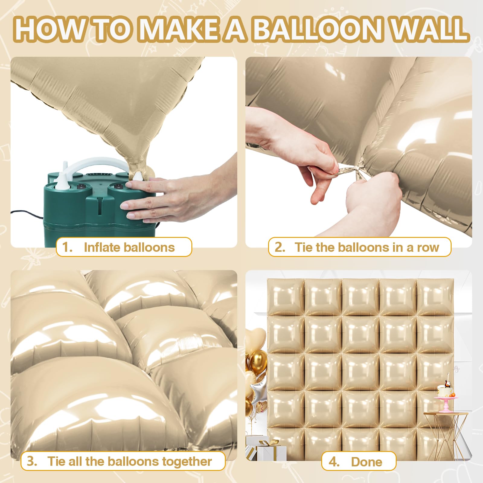NISOCY 25PCS Beige Square Foil Balloons Wall Backdrop Double Sided Sand White Balloon Arch Kit for Birthday Baby Bridal Shower Wedding Engagement Gender Reveal Party Decoration - skihosevxNISOCY 25PCS Beige Square Foil Balloons Wall Backdrop Double Sided Sand White Balloon Arch Kit for Birthday Baby Bridal Shower Wedding Engagement Gender Reveal Party DecorationskihosevxskihosevxB0G6ZBJMG5