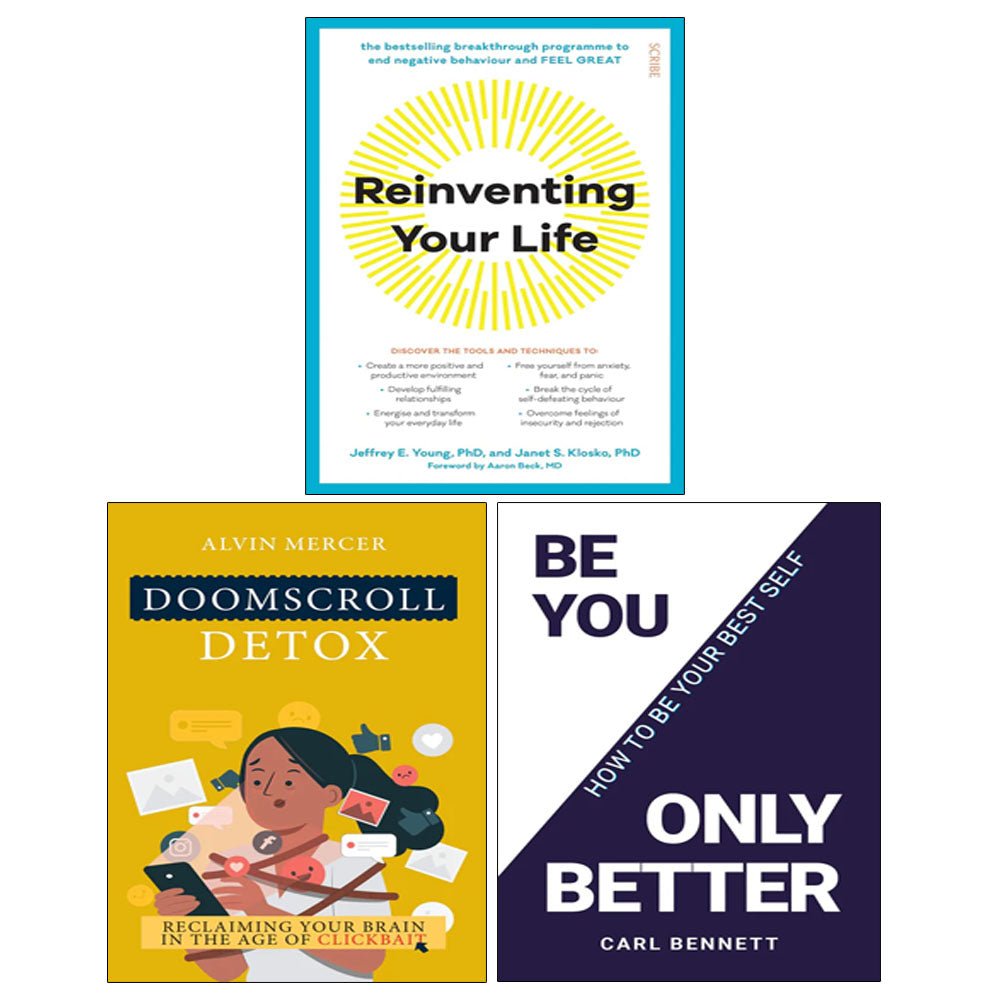 Reinventing Your Life, BE YOU, ONLY BETTER, Doomscroll Detox 3 Books Collection Set - skihosevxReinventing Your Life, BE YOU, ONLY BETTER, Doomscroll Detox 3 Books Collection SetRupa Publications/Scribe UKskihosevxskihosevxVRT26891Rupa Publications/Scribe UK