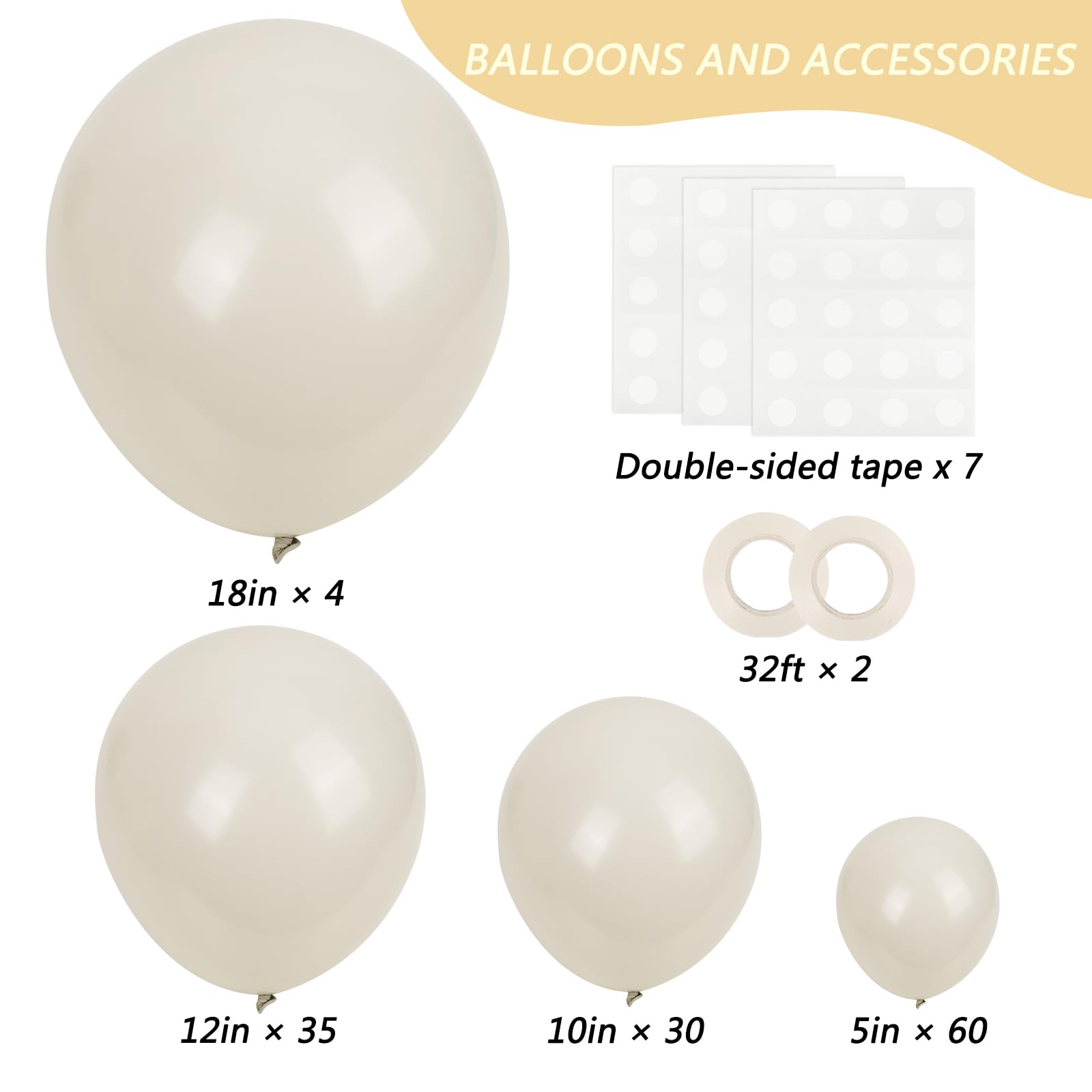 RUBFAC 129pcs Sand White Cream Balloons Different Sizes 18 12 10 5 Inches, Beige Latex Balloon Garland Arch for Birthday Engagement Party Wedding Anniversary Baby Shower Decoration - skihosevxRUBFAC 129pcs Sand White Cream Balloons Different Sizes 18 12 10 5 Inches, Beige Latex Balloon Garland Arch for Birthday Engagement Party Wedding Anniversary Baby Shower DecorationskihosevxskihosevxB0BZ3LL1S4