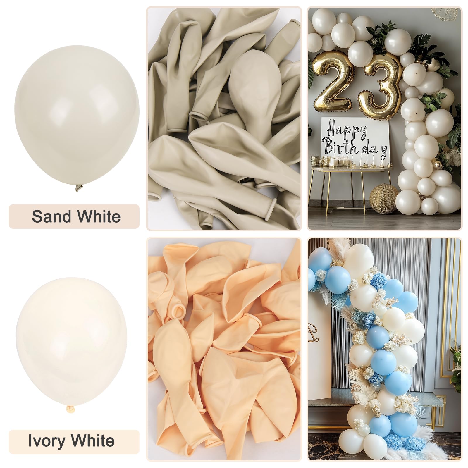 RUBFAC 129pcs Sand White Cream Balloons Different Sizes 18 12 10 5 Inches, Beige Latex Balloon Garland Arch for Birthday Engagement Party Wedding Anniversary Baby Shower Decoration - skihosevxRUBFAC 129pcs Sand White Cream Balloons Different Sizes 18 12 10 5 Inches, Beige Latex Balloon Garland Arch for Birthday Engagement Party Wedding Anniversary Baby Shower DecorationskihosevxskihosevxB0BZ3LL1S4