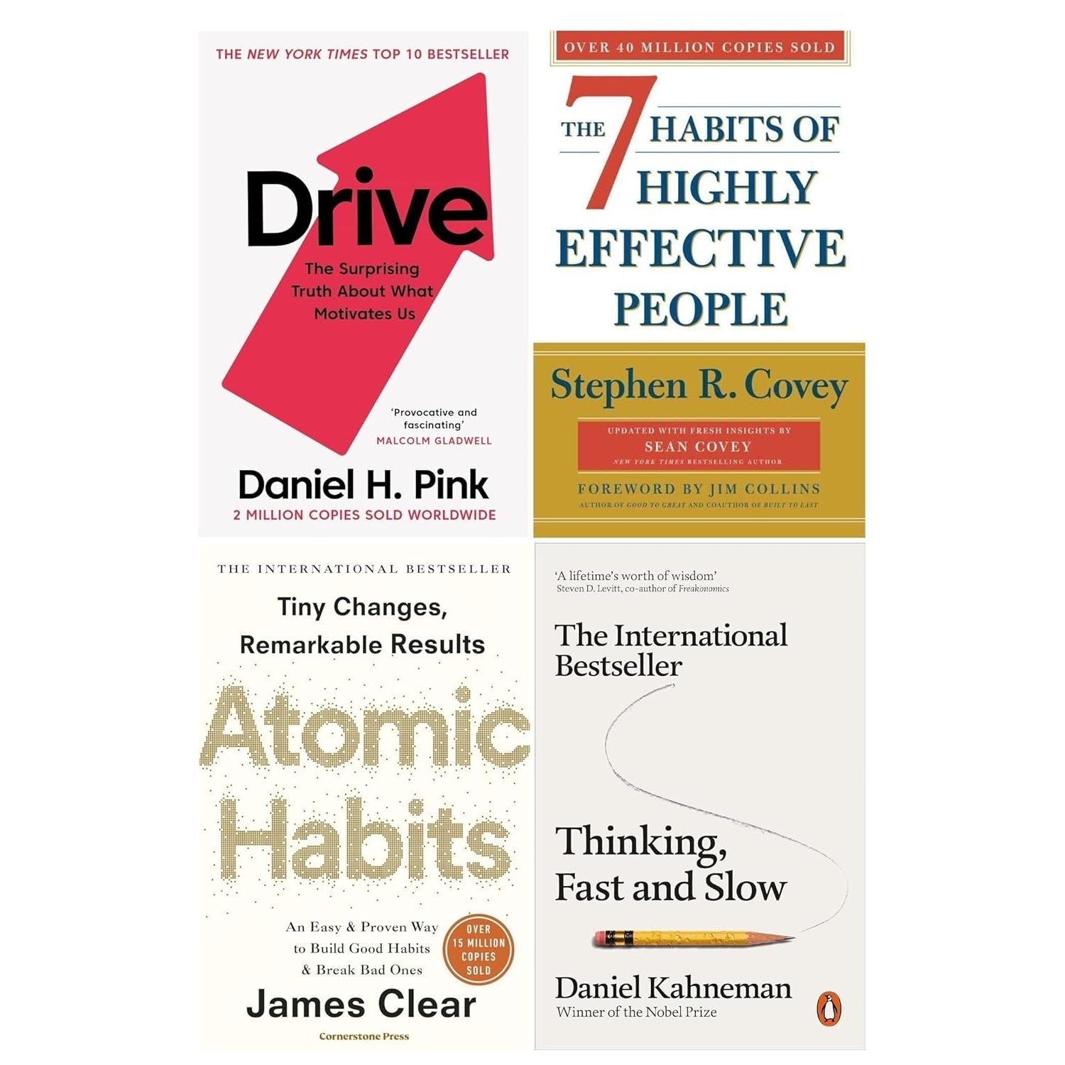Thinking Fast and Slow, Drive, Atomic Habits and 7 Habits of Highly Effective People 4 Books Collection Set - skihosevxThinking Fast and Slow, Drive, Atomic Habits and 7 Habits of Highly Effective People 4 Books Collection SetPenguin/Canongate/Cornerstone/S&SskihosevxskihosevxVRT26947Penguin/Canongate/Cornerstone/S&S